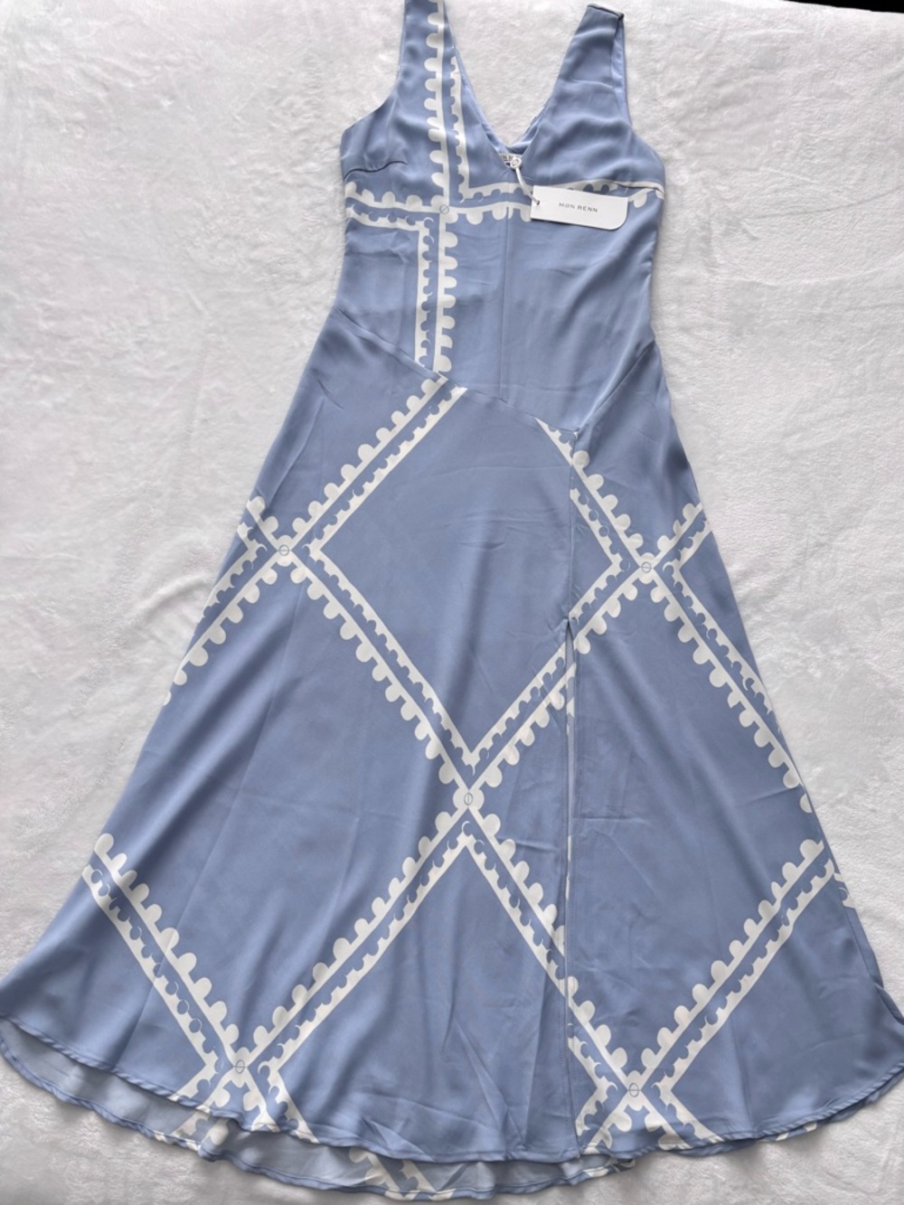 MON RENN Serape Sleeveless Blue Postcards Fitted Maxi Dress--NWT--10/M - Picture 2 of 16